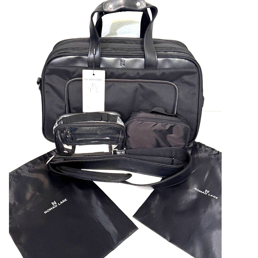 Nomad Lane Bento Bag Black Travel Carry On Laptop Briefcase NWT WITH EXTRAS